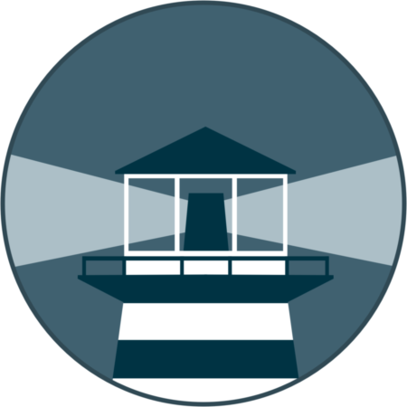 Logotype depicting a lighthouse